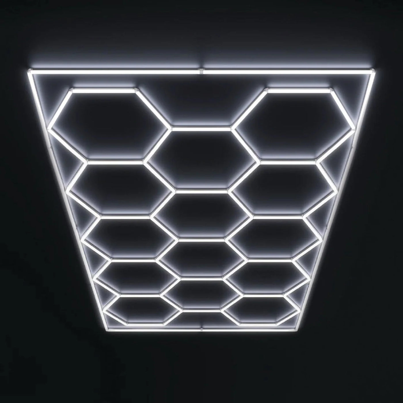 Hexagonal LED kit with rectangular perimeter on a black background